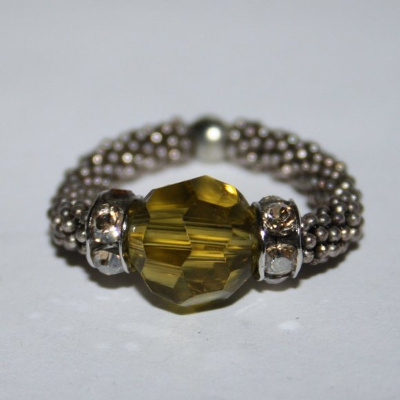 Silver and rhinestone adjustable ring